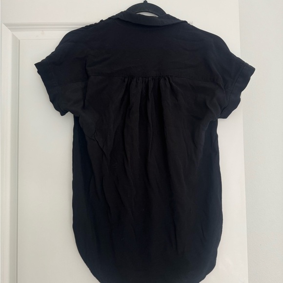 Madewell women’s black short sleeve blouse shirt top size XXS XS oversized fit - Picture 2 of 3